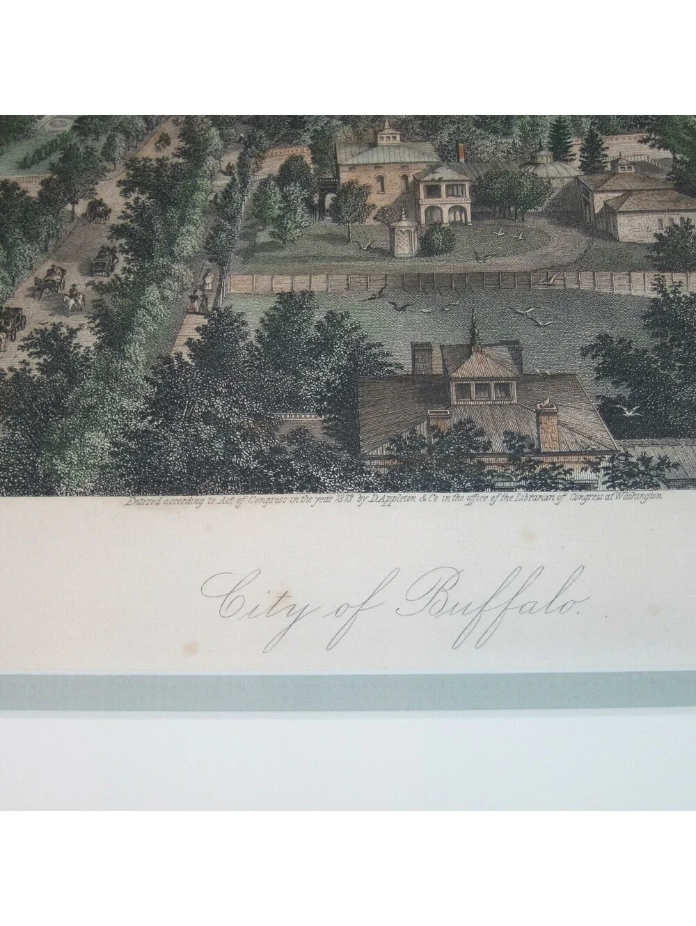 Antique 1872 Buffalo New York NY Steel Engraved Panoramic Print 15.5x13 Framed
